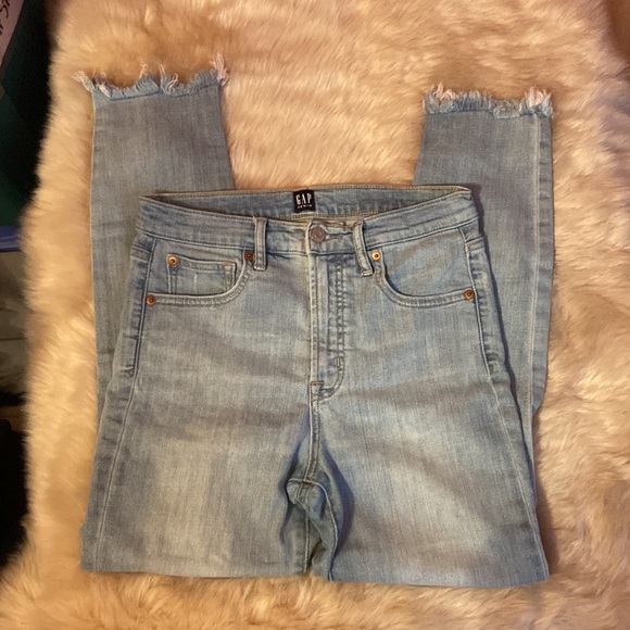 GAP true skinny raw hem distressed jeans sz 28 - Picture 1 of 12
